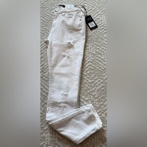 True Religion Women's White Straight Leg Jeans